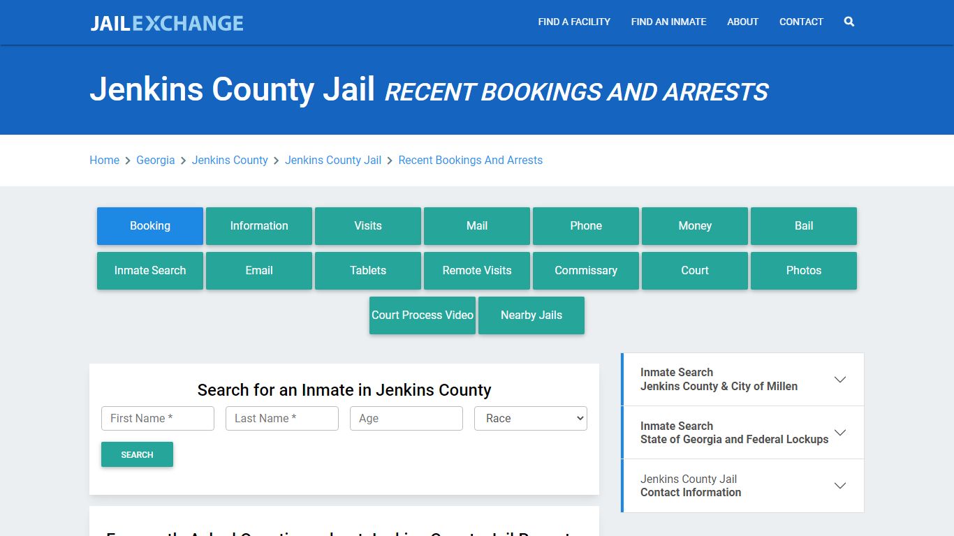 Jenkins County Jail Recent Bookings And Arrests - Jail Exchange