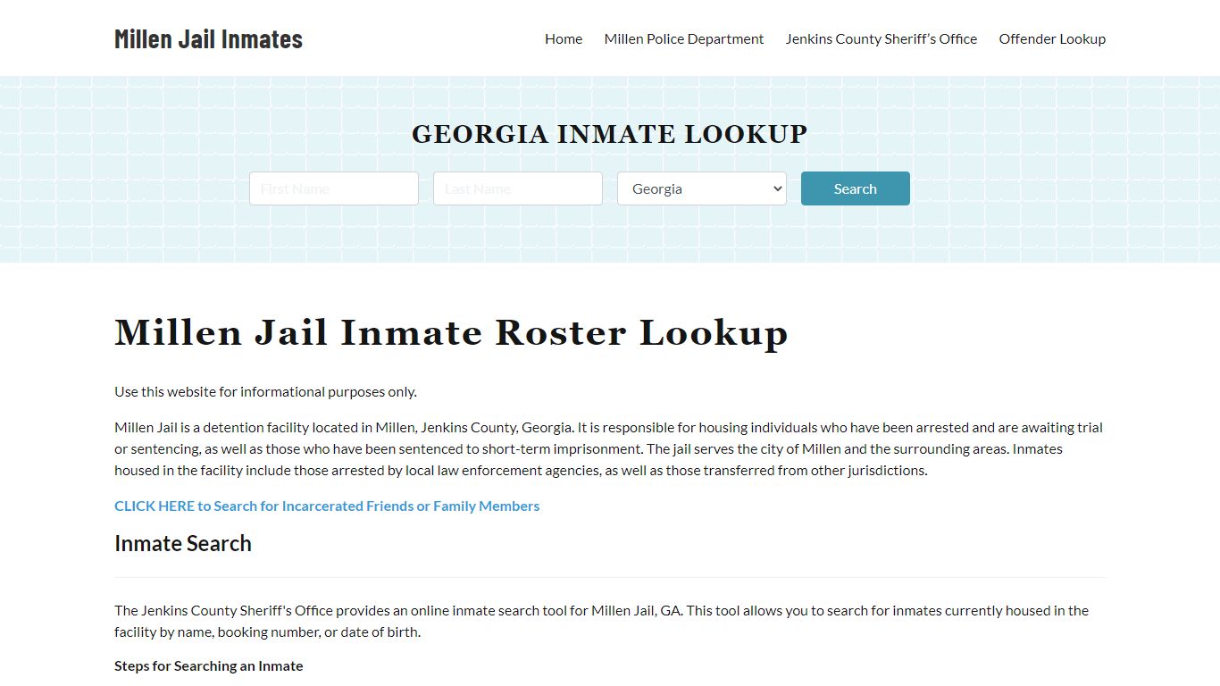 Millen Jail Inmate Roster, Jenkins County, GA, Offender Search