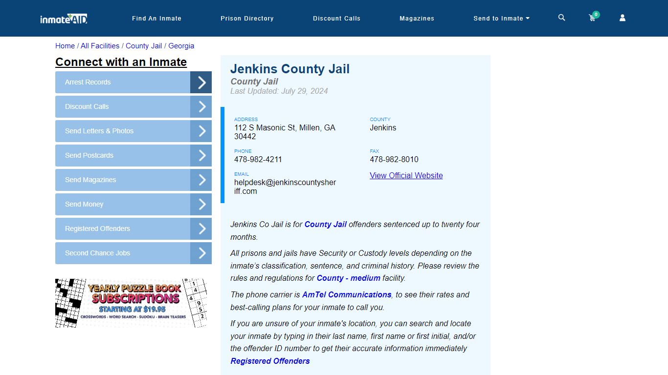 Jenkins County Jail - Inmate Locator